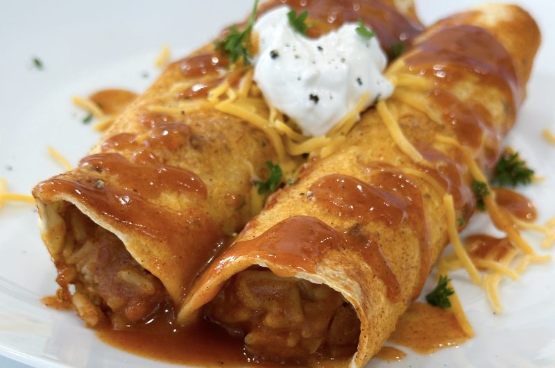 bean and rice enchiladas