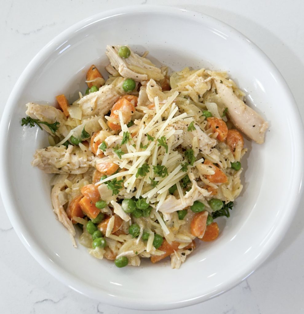 rotisserie chicken with orzo skillet