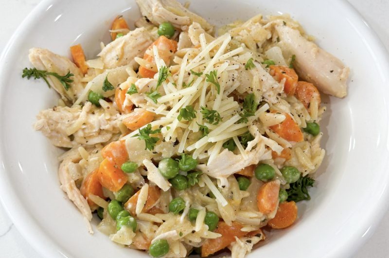 rotisserie chicken with orzo skillet