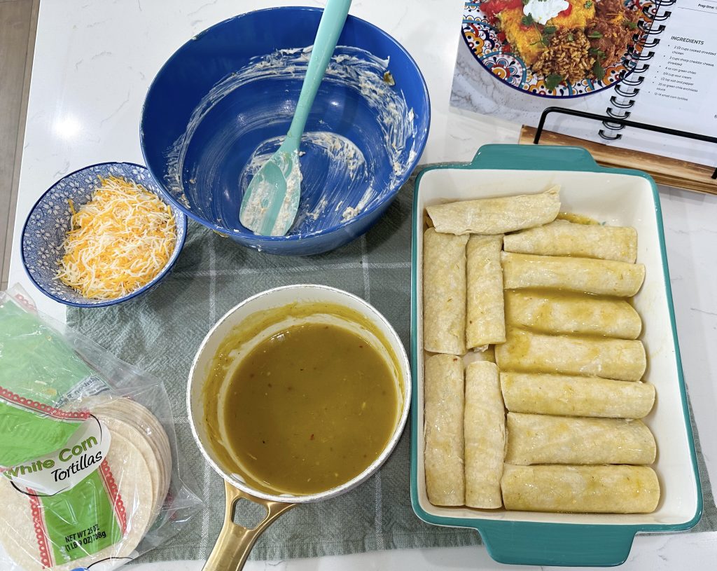 Green chili chicken enchiladas