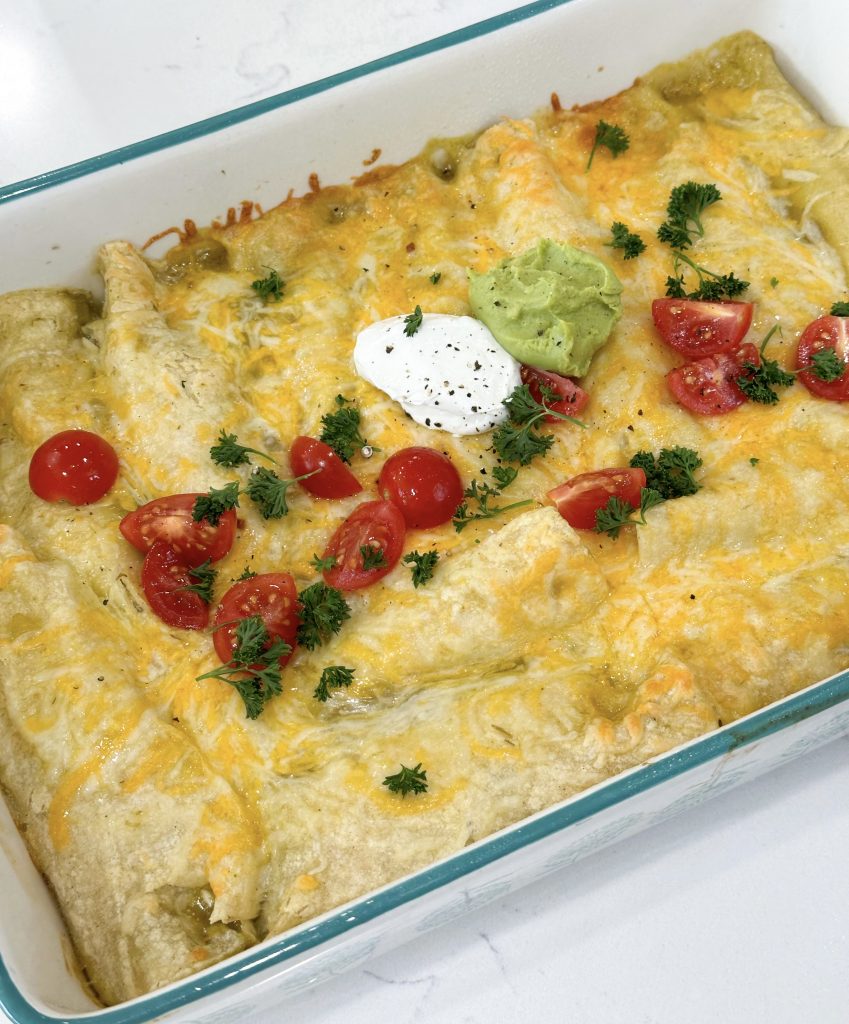 Green chili chicken enchiladas