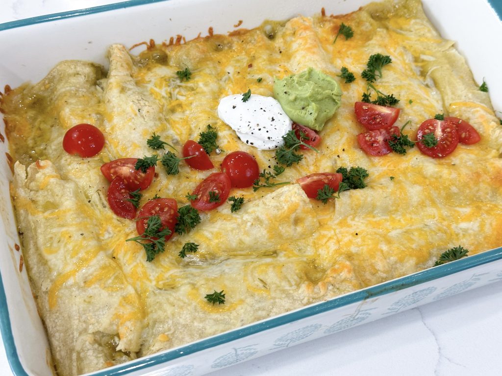 Green chili chicken enchiladas