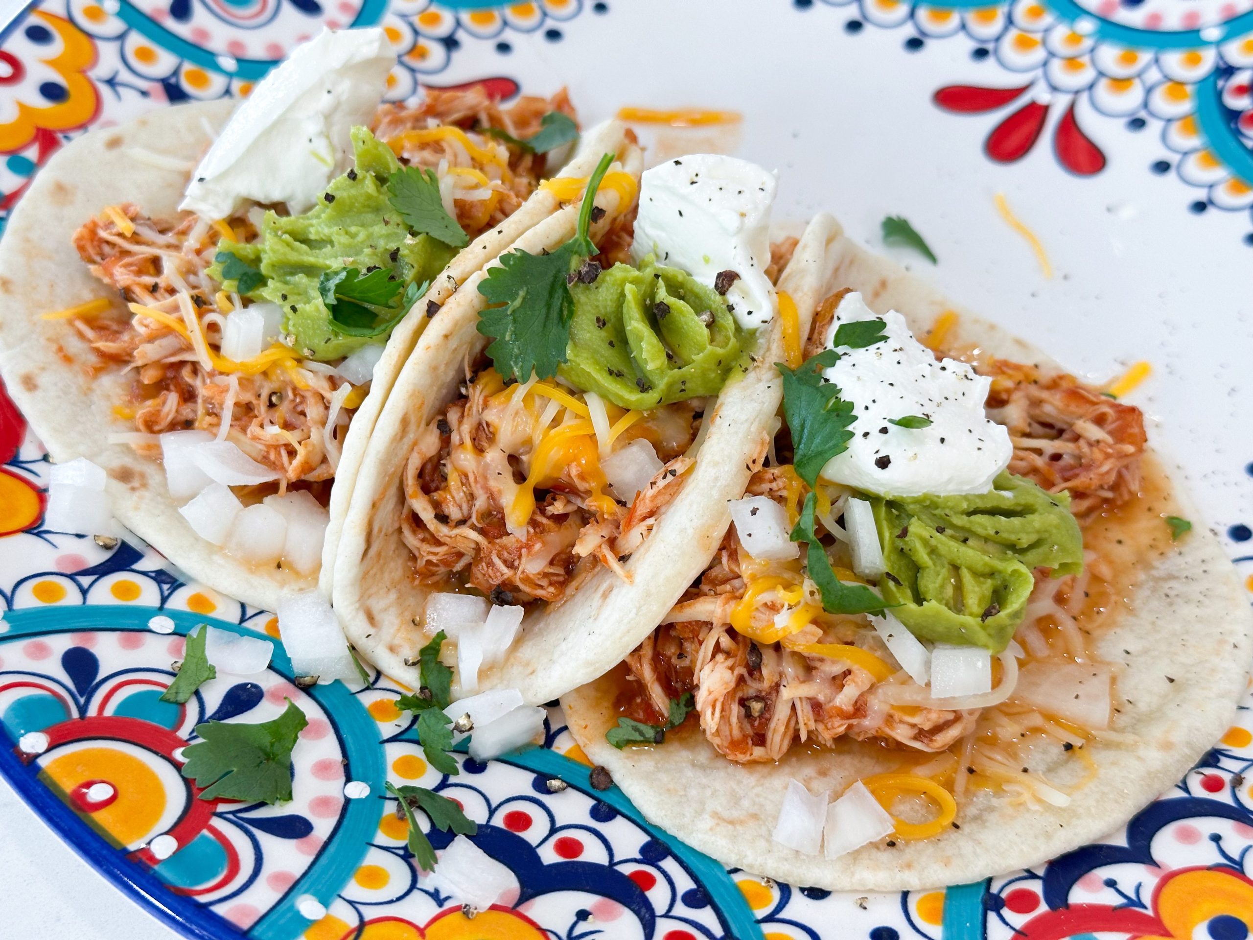 Shredded chicken tacos