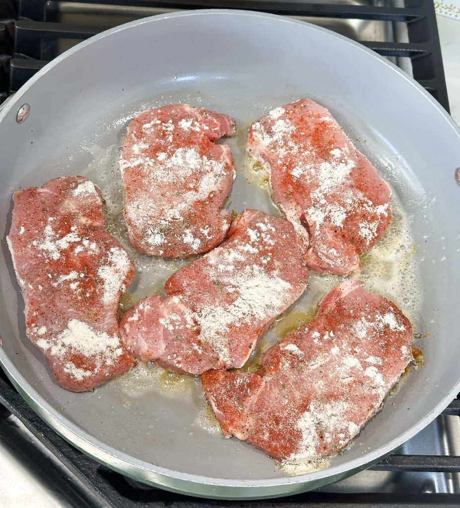 Seared ranch pork chops