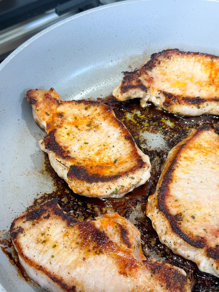 Seared ranch pork chops