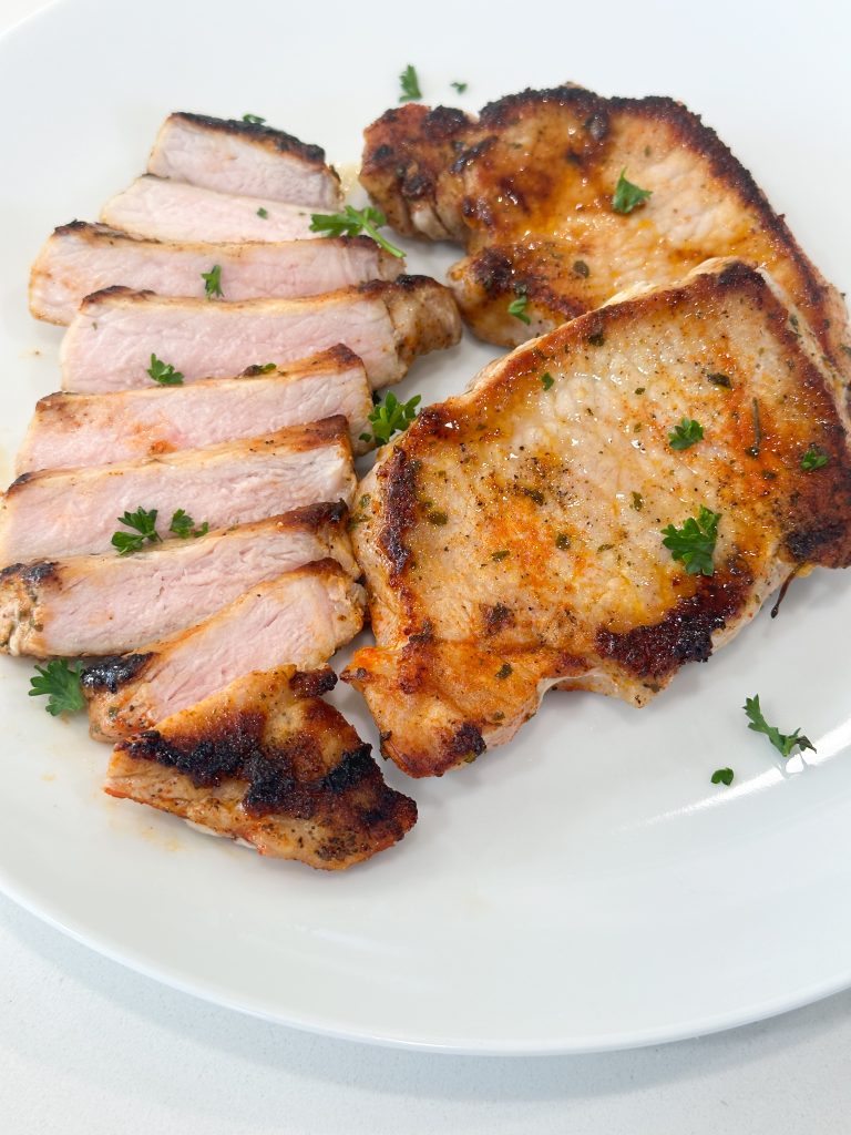 Seared ranch pork chops