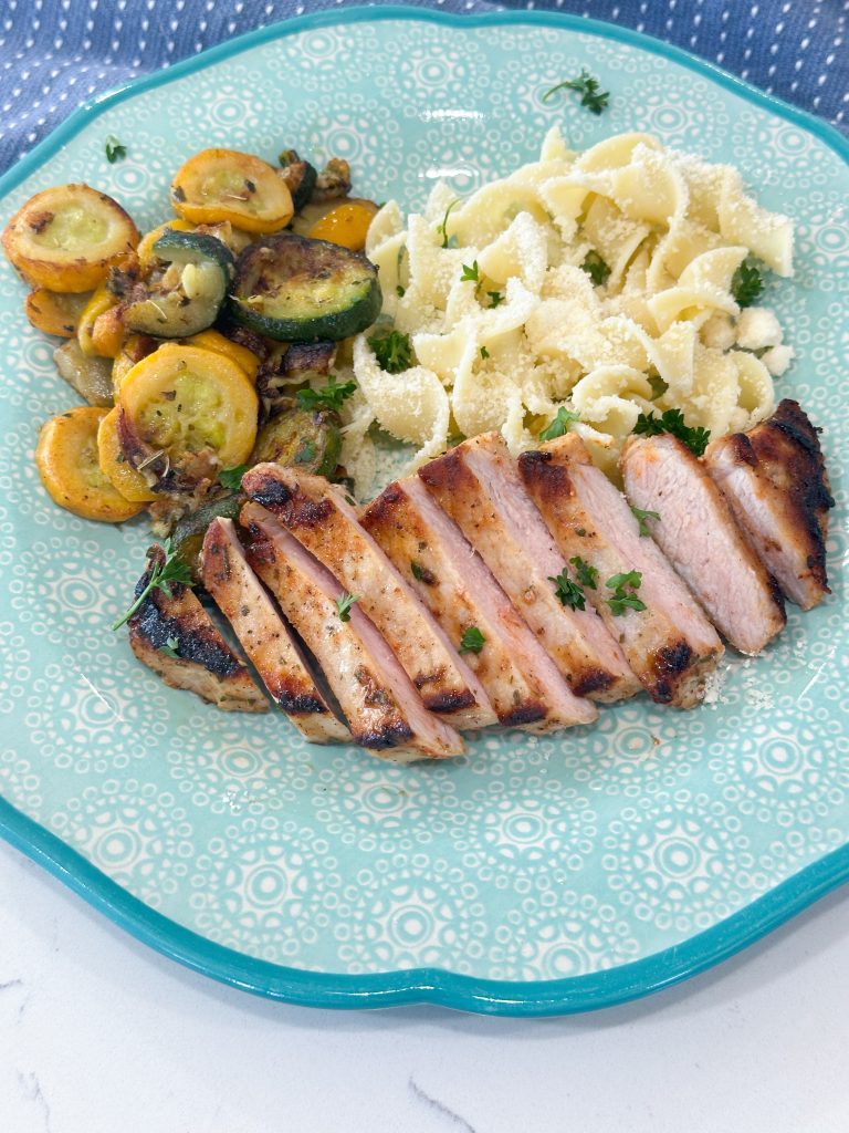 Seared ranch pork chops