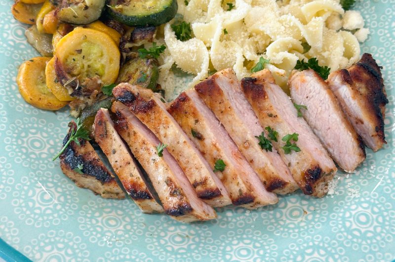 Seared ranch pork chops