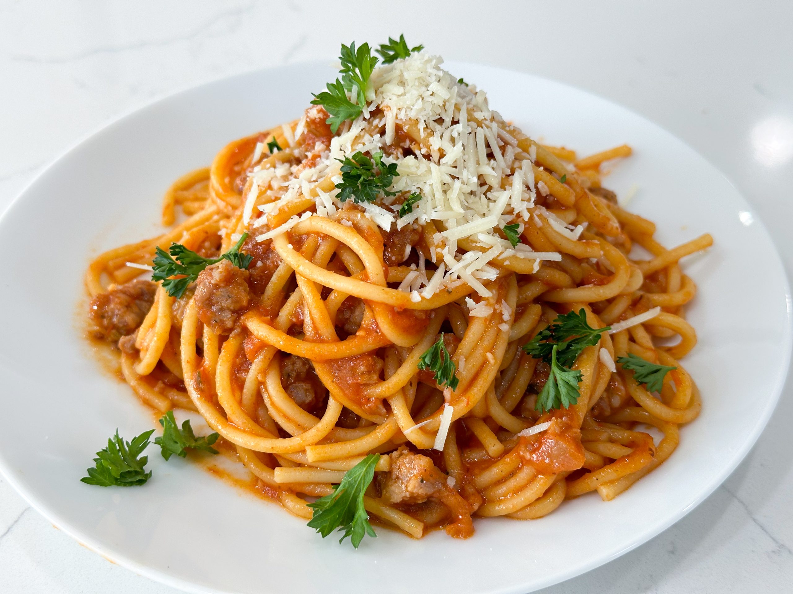 one-pot spaghetti with sausage