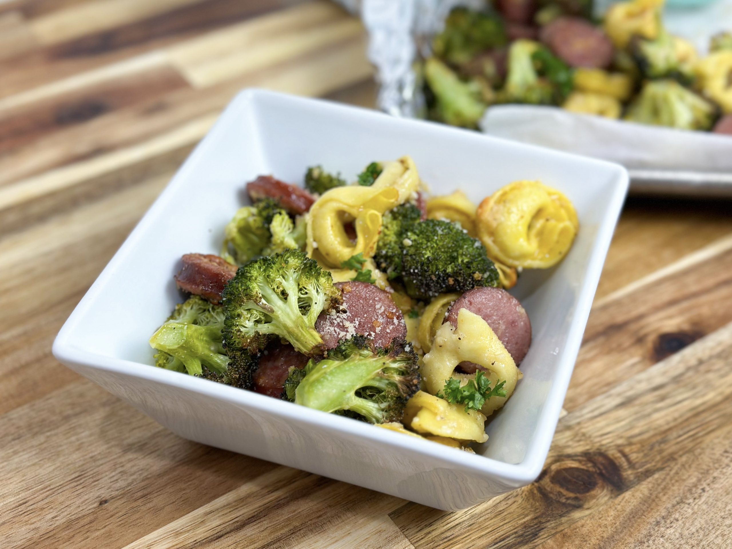 sheet pan sausage tortellini dinner