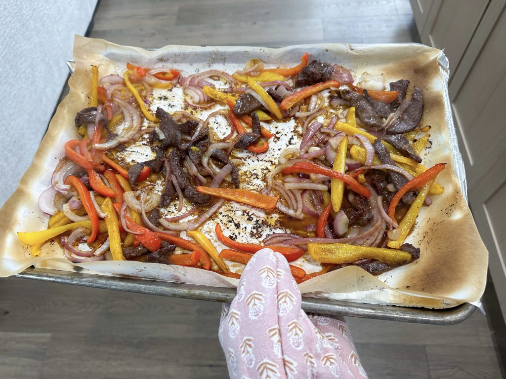 easy sheet pan steak fajitas