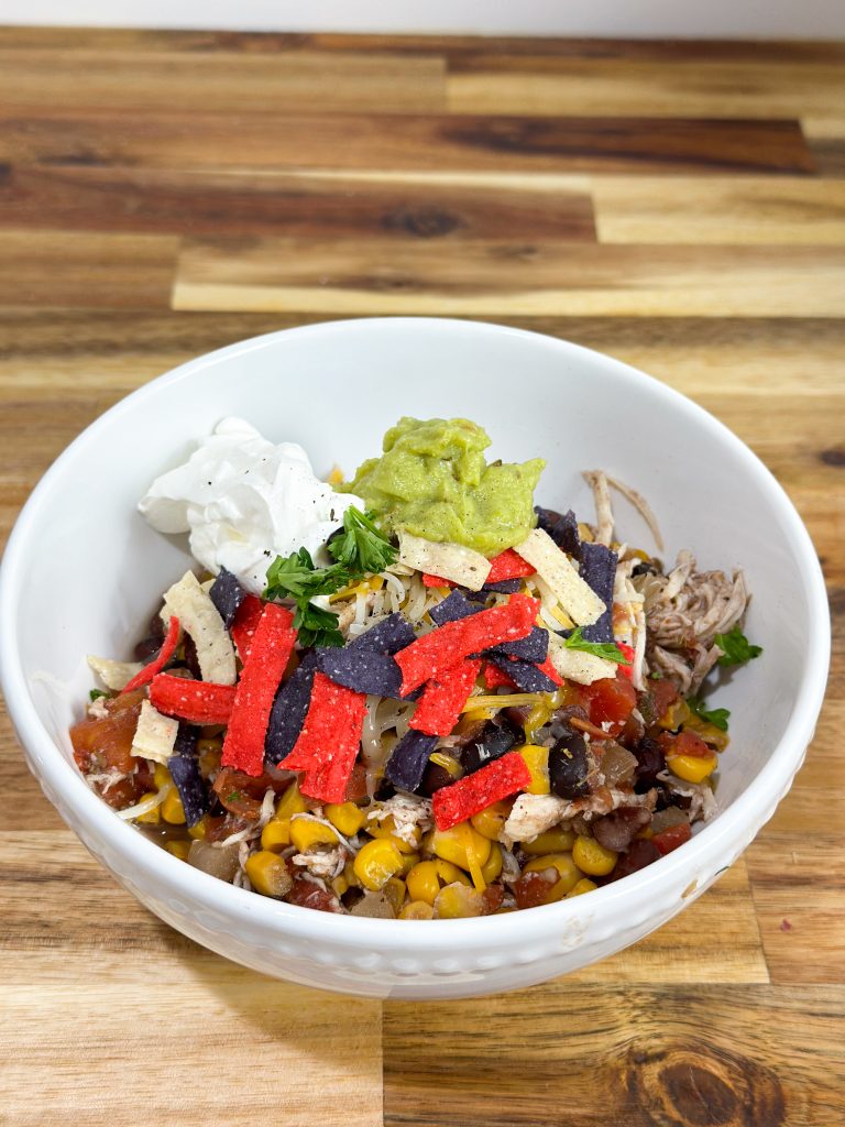 easy slow cooker chicken burrito bowl