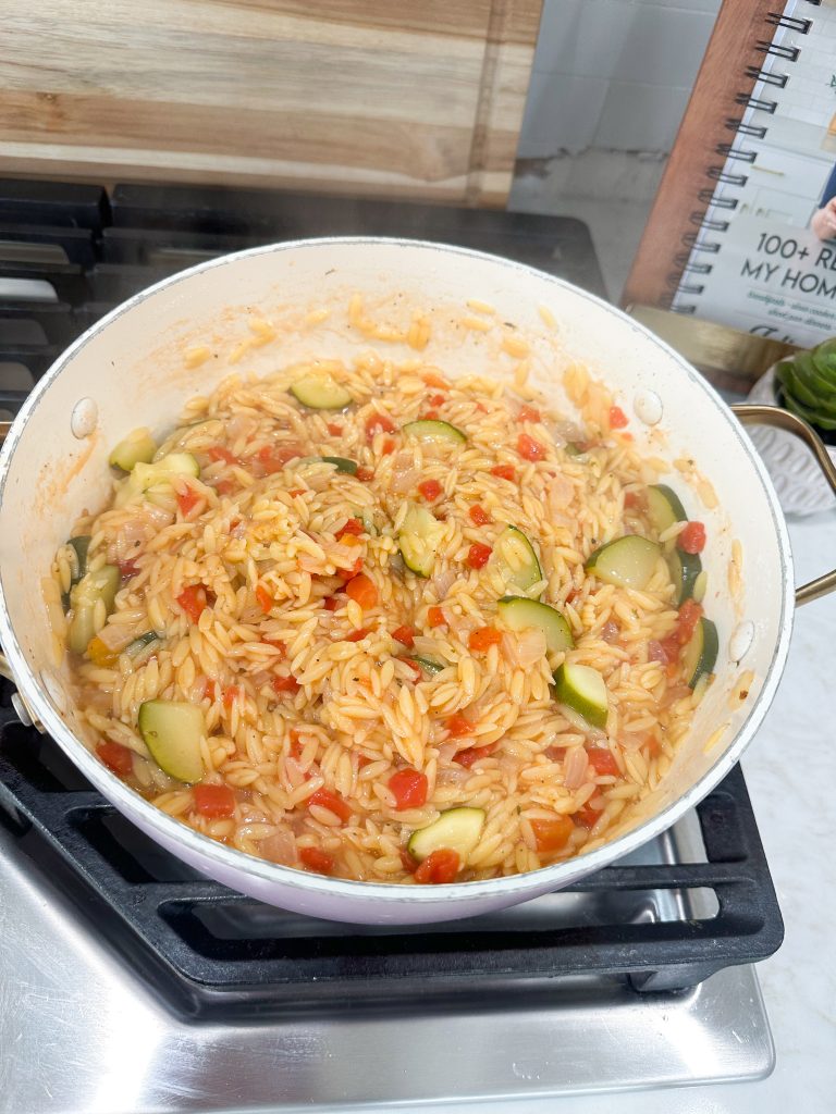 One pot orzo with vegetables