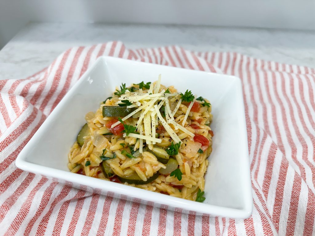 One pot orzo with vegetables