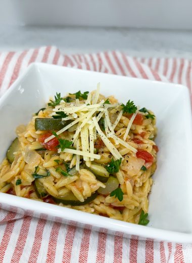 One pot orzo with vegetables