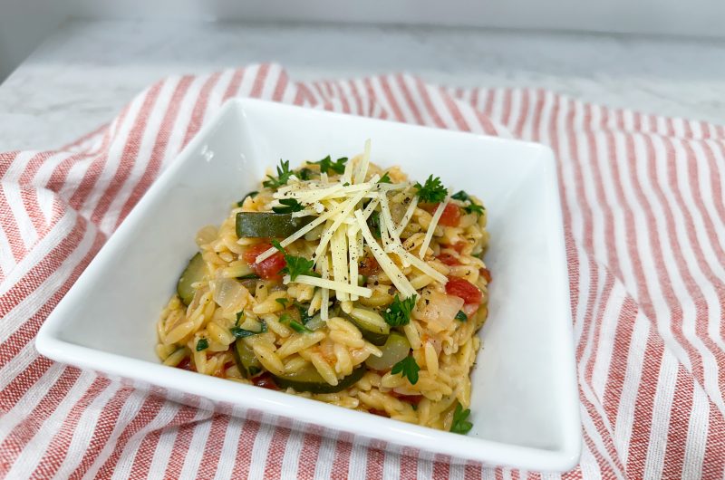 One pot orzo with vegetables