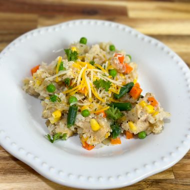 easy slow cooker chicken, vegetables, and rice