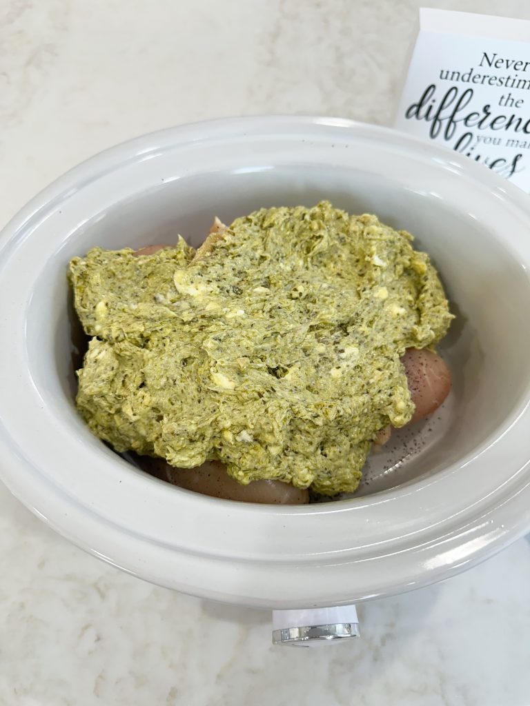 easy slow cooker pesto chicken